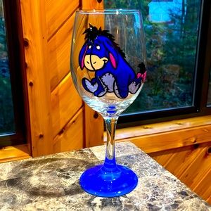 Hand painted Eeyore wine glass